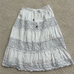 White Lace Women's Midi Skirt